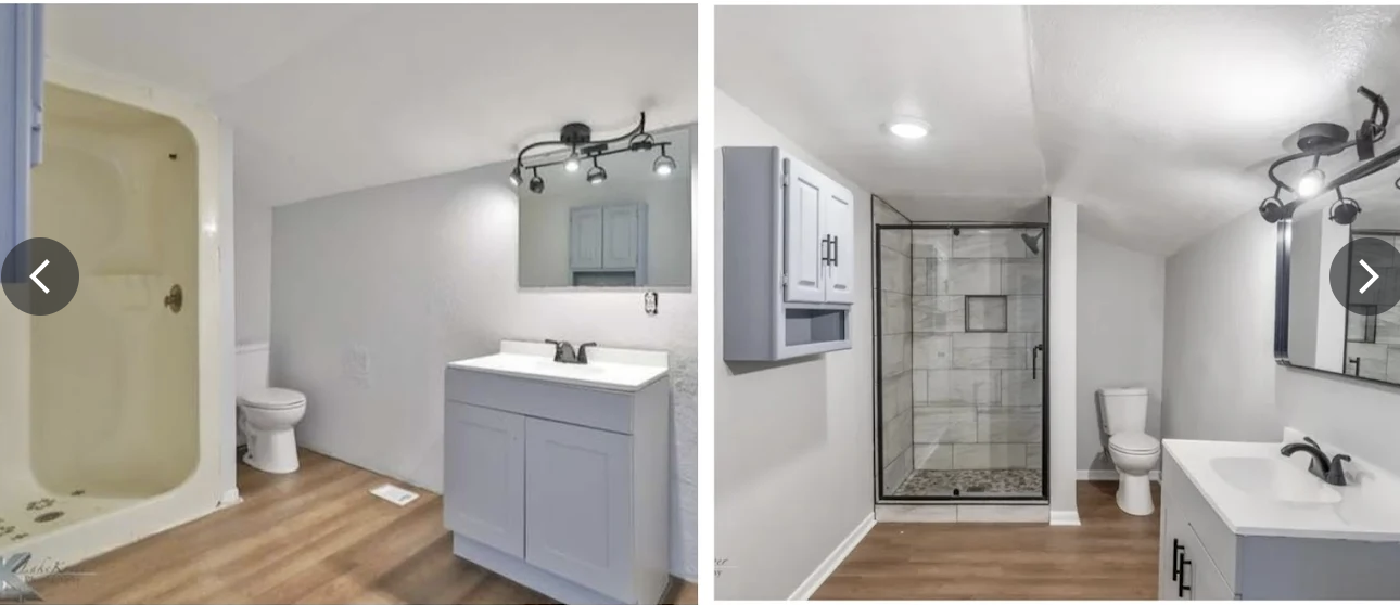 Finished bathroom remodel by Roe Construction